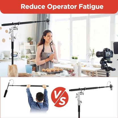 Metal Microphone Boom Pole Support Holder for C-Stands and Mic Stands,Non-Slip Matte Cradle Mount for Mic and Audio Equipment Fits Grip Head