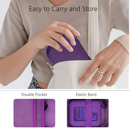 Silicone Cover and Hard Carrying Case for JBL Go 4 Bluetooth Speaker | Protective Holder Carrier for JBL Go 4 Speaker Accessories, Scratch-Resistant and Drop-Proof Cover (Purple) - color: Purple