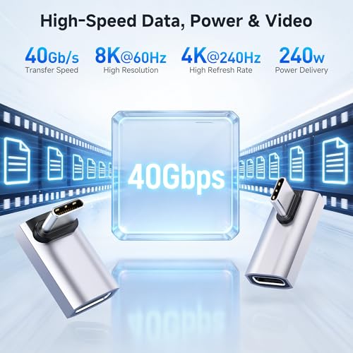 Cable Matters Combo-Pack 40Gbps Vertical Right Angle USB-C Adapter Kit | [4K@240Hz Video, 240W Charging, 40Gbps Data Transfer] 90 Degree, Compatible with Thunderbolt 4, iPhone 17/16, Steam Deck - style: Combo - Vertical