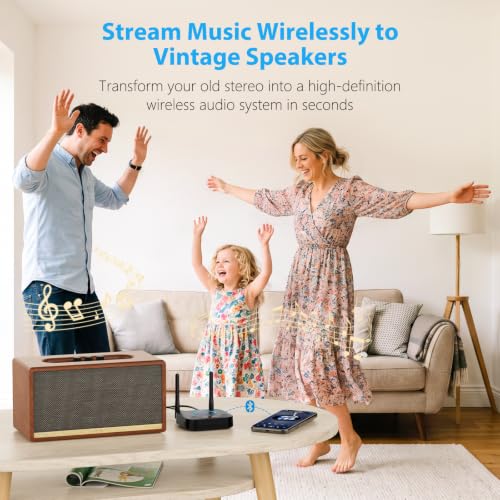 [Upgraded] 1Mii B06Pro Long Range Bluetooth Receiver, HiFi Wireless Audio Adapter, Bluetooth 5.3 Receiver with 3D Surround aptX HD Low Latency Optical RCA AUX 3.5mm Coaxial for Home Stereo System - color: B06Pro Black