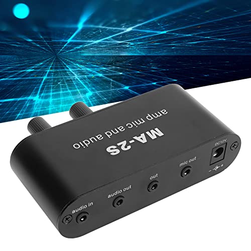 Audio Preamplifier, Micropne Amplifier1/4 Input 3.5Mm Output Small Stereo Channel Audio Splitter, 3 Output Ports Headphone Amplifier, Audio Splitter, Mini Amplifier For Speakers With Audio Cable For