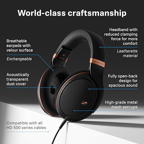 Sennheiser HD 505 - Wired Headphones Over Ear with Transparent Sound and Controlled Bass, Enhanced Comfort Studio Headphones for Music, Work, Gaming, Audiophiles, Students, Traveling, Copper Edition