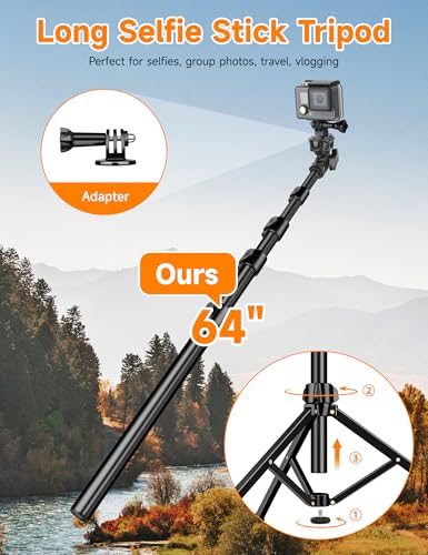 Phone Tripod, 71" Portable Cellphone Tripod Stand with Remote & Phone Holder, Camera Stand for iPhone, Compatible with Camera iPhone/Android Smartphone/Gopro - size: 71 inch