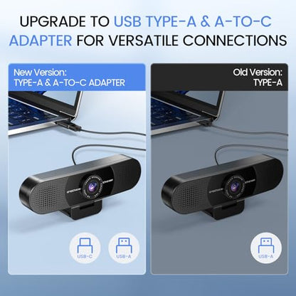 EMEET C960 1080P Webcam with Microphone, 2 Mics, 90° FOV, Computer Camera | USB Type-A & A-to-C Adapter, Fixed Focus, Plug&Play for Zoom/Teams/Facetime/YouTube/Google Meet/Switch 2 Camera, 2025 Version - style: 1080P Updated