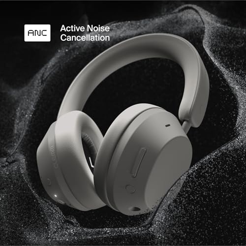 Clemm Ambience Over-Ear Headphones, Active Noise Canceling & Transparency Mode, 65H Playtime, Bluetooth, 40mm Drivers, Built-in Mic, Memory Foam Earcups, Aux Cable Included, Ivory - color: Ivory