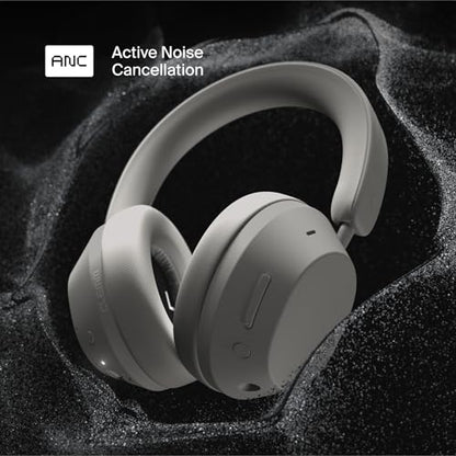 Clemm Ambience Over-Ear Headphones, Active Noise Canceling & Transparency Mode, 65H Playtime, Bluetooth, 40mm Drivers, Built-in Mic, Memory Foam Earcups, Aux Cable Included, Ivory - color: Ivory