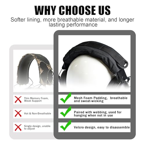 Universal Tactical Headphone Cover Advanced Modular Headset Headband Pad Protection Cushion Wrap Cloth Strip Compatible for HOWARD PELTOR MSA COM-TAC II 3M OPSMEN Military Shooting Earmuffs (Black)