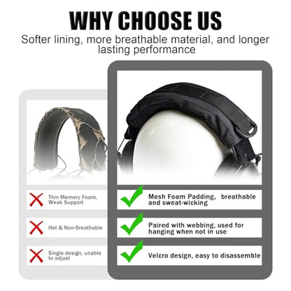 Universal Tactical Headphone Cover Advanced Modular Headset Headband Pad Protection Cushion Wrap Cloth Strip Compatible for HOWARD PELTOR MSA COM-TAC II 3M OPSMEN Military Shooting Earmuffs (Black)