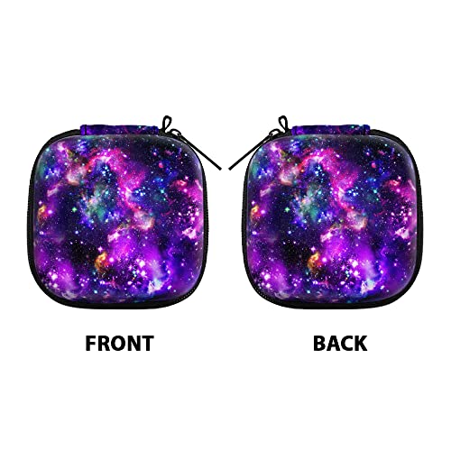 WIRESTER Portable Wireless Headphone Case, Earphone Storage Bag Carrying Case, Earbud Holder with Black Carabiner Compatible with Airpods - Purple Nebula Galaxy - color: Purple Nebula Galaxy