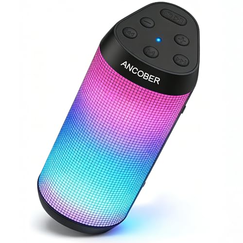 Bluetooth Speaker, Portable Wireless, 20W HD Stereo Loud Sound, 8 Modes LED Light Show, 30H Playtime, IPX4 Waterproof, TWS Pairing, Built-in Mic, BT5.3, for Outdoor, Party, Travel, Home, Ideal Gifts