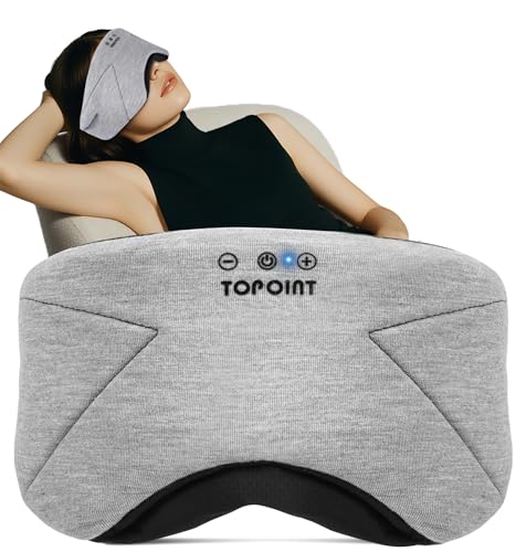 Sleep Mask with Headphones Bluetooth 5.4, TOPOINT Blackout Eye Mask for Sleeping Headphones Earphones with Soft Bamboo Cotton Cooling Breathable, HD Stereo Speaker for Side Sleepers Women Men Travel - color: Gray
