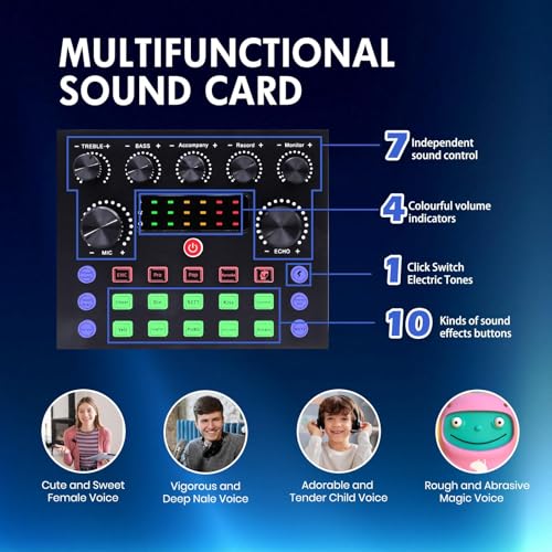 ALSO GO Podcast Equipment Bundle, V8s Sound Card with BM-800 Microphone | Podcast Microphone Bundle with Voice Changer, Recording Studio Equipment for Singing Gaming Live Streaming and YouTube Tiktok - size: 1× BM800 Microphone