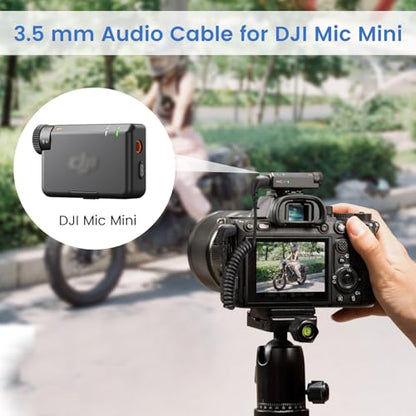 2-Pack 3.5mm Audio Cable for DJI Mic Mini Camera, Coiled 3.5mm TRS Aux Cord | 90-Degree Plug
