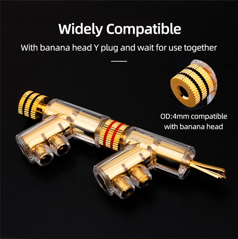HiFi Banana Plugs Speaker Connectors Screw Locking Banana connectors Gold Plated Speaker Plugs -2Pairs / 4 pcs - color: Gold