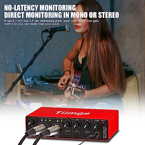 2x2 USB Audio Interface for PC, with 48V Phantom Power, 24Bit/192kHz High-Fidelity, Mic Preamplifier XLR/TSR/TS Ports, Compatible for Guitarist, Vocalist, Podcaster or Producer