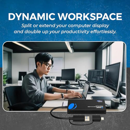 OREI SplitExtend 4K HDMI Splitter Extended Display for Dual Monitor - Multi-Monitor Display 3 Separate Screens - USB A & USB-C Adapter to HDMI 2.0, 4K@60hz, DisplayLink Driver MacOS, Windows | Multi-Monitor Display 3 Separate Screens - USB A & USB-C Adapt