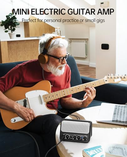 Mini Guitar Amp,LEKATO 10W Portable Electric Guitar Amplifier with Clean & Overdrive Channel,Reverb,Bluetooth Small Guitar Amp for Practice (Black-White) - color: Black-White