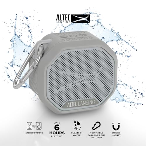 Altec Lansing HYDRATREK Magnetic Bluetooth Speaker, Waterproof IP67, Portable Speaker, True Wireless Pairing, USB-C Quick Charge, 3.7V 400mAh Battery, Voice Assistant, Perfect for Any Adventure - color: Cool Gray/White