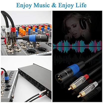 JOLGOO 언밸런스 듀얼 RCA to XLR 수 Y 스플리터 패치 마이크 케이블, XLR 수 1개 - 2 RCA 수 Y 어댑터 코드 케이블, 1m(3.3피트) - size: 3.3 Feet, style: 듀얼 RCA 수 - XLR 수