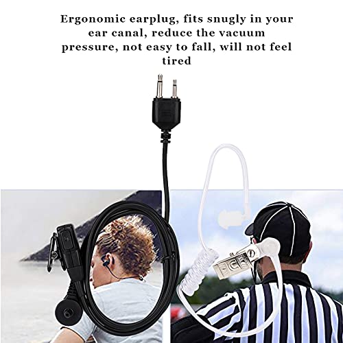 Acoustic Tube 2-Pin Earpiece Headset with PTT Mic Compatible with Two Way Radio IC - F3011 F4011 F4001 Talkie ABS
