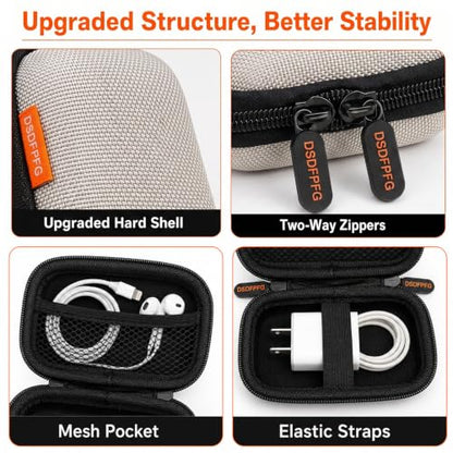 Silver Mini Hard Earbud Case, Small Portable Rectangle Carrying Case Pouch | Small Hard Case for Apple Airpods, Earpods, Samsung Galaxy Buds, Earbuds, Earplugs, In Ear Monitor, USB Cable, Flash Drive - color: Silver