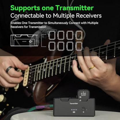 M-VAVE 2.4GHz Wireless in-Ear Monitor System Transmitter Receiver Auto-Pairing, 2.4G Stereo IEM System Low Latency in-Ear Guitar Studio Live Performance SWS-12 One to More