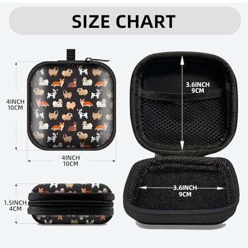 Square Data Cable Earbud Charger Coin Storage Bag Shockproof and Drop-Proof EVA Material Compatible with AirPod(Funny Dog) - color: Funny Dog