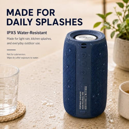 Musibaby M68 Bluetooth Speaker, 12W, IPX5, 24H Playtime, Dark Blue | Portable, small and compact with USB playback, AUX input, FM radio, TF card playback, up to 24H and dual pairing. - color: Dark Blue