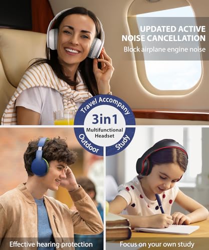 rockpapa E7 Over Ear Wireless Bluetooth Headphones with Mic Include Travel Case, Foldable Wired/Wireless Headphones with Microphone for Kids Childrens Boys Girls Teen Youth Adult Blue Green - color: Blue Green, style: with Case
