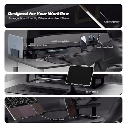 Moodular Phone Stand Add-On for MagSafe & Rails, Do Not Use Alone | Accessory Only, Charger Not Included, Ergonomic Viewing Angle, Flexible Positioning, Wood & Steel Design, Black, MSA-MS