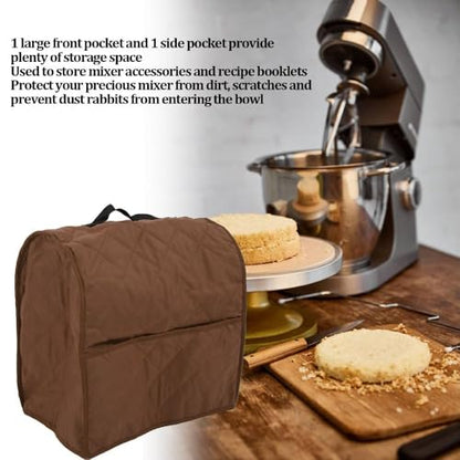 ‌Stand Mixer Cover with Storage Pockets and and Handle Dust Proof Protective Bag for 4.5QT Mixers and Small Kitchen Appliances(Brown) - color: Brown
