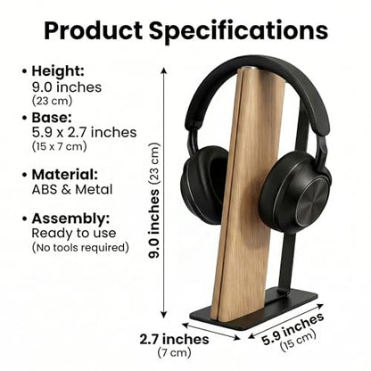 Headphone Stand Desk Cute, No Assembly, Light Brown | Weighted Base Headset Holder for AirPods Max Sony Bose Beats Sennheiser, Stable Gaming & Studio Earphone Rack, - color: LIGHT