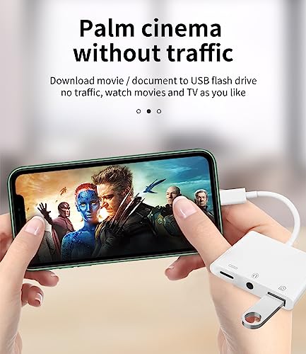 zoyuzan Compatible for iPhone Headphone Adapter 3.5mm AUX Audio Jack Charger Dongle Earphone Splitter Compatible with Lightning Male to USB Female OTG Power Charging Camera MIDI Connector for ipad