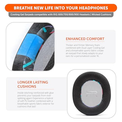 WC Freeze Rig 600/700/800/900 - Cooling Gel Earpads for RIG 600 Pro, RIG 700 HX, RIG 800 Pro, RIG 900 Max by Wicked Cushions - Boost Comfort, Thickness, & Sound Isolation for Epic Gaming | 90's Black - color: 90's Black