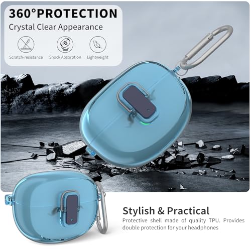 [Secure Lock] TUDIOW for Bose Ultra Open Earbuds Case(2024) | Clear TPU Shockproof Protective Cover for Bose Open Ear Wireless Earbuds Accessories with Cleaning Kit & Keychain(Clear Blue) - color: Clear Blue