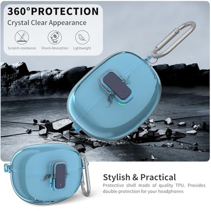 [Secure Lock] TUDIOW for Bose Ultra Open Earbuds Case(2024) | Clear TPU Shockproof Protective Cover for Bose Open Ear Wireless Earbuds Accessories with Cleaning Kit & Keychain(Clear Blue) - color: Clear Blue