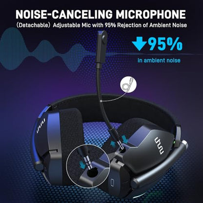 UHURU Dual Wireless Gaming Headset with Microphone for PS5 PS4 PC: Gaming Headphones with Stereo Sound - 32Hr Battery - Cool RGB