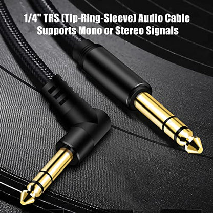 1/4 Inch TRS Instrument Cable 3Ft 2pack,BELIPRO 6.35mm TRS to 6.35mm TRS Stereo Audio Cable Male to Male Right-Angle-to-Straight for Electric Guitar, Bass, Keyboard,Mixer,Amplifier,Speaker,Equalizer… - color: Black, size: 3Ft-[2-pack]