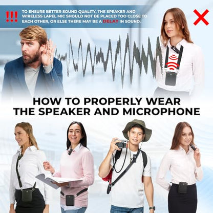 WinBridge Portable Voice Amplifier with Bluetooth Lavalier Microphone,Teacher Mic with Speaker,Wireless Lapel Amplifier for Teachers, Clip On Microphone System Bluetooth Speaker,Mini Megaphone WB006