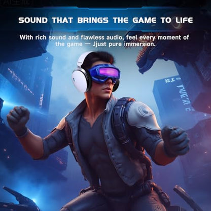 Acer Gaming Headset with Aluminum Frame for PS5, PS4, PC, Switch - White | Tri-Mode(2.4GHz/Bluetooth/Wired) Gaming Headphones with ENC Mic, Stereo Sound, 40H Battery, Blue Light Indicator, 50mm Driver - color: White