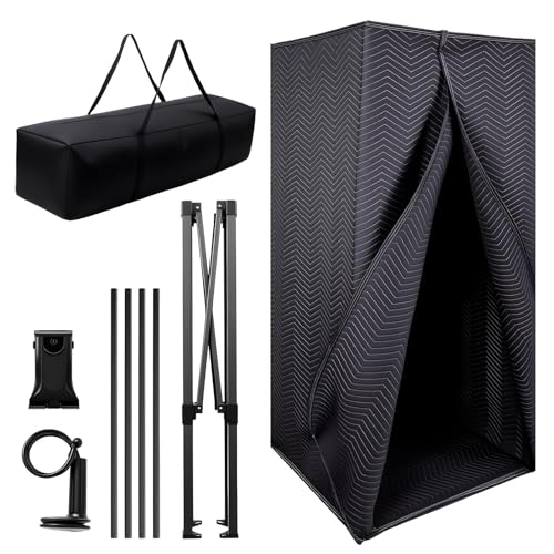 6.28 FT Portable Vocal Booth, Foldable Sound Isolation Recording Booth | Black Home Studio Booth with Carry Bag for Voiceovers, Podcasts, Music, Singing and Gaming
