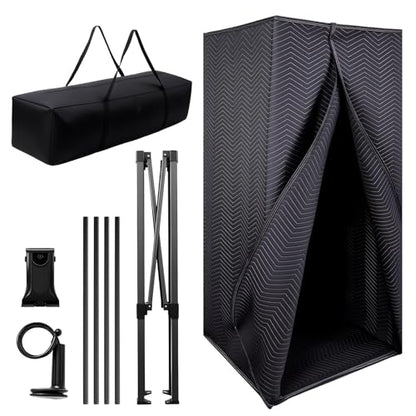 6.28 FT Portable Vocal Booth, Foldable Sound Isolation Recording Booth | Black Home Studio Booth with Carry Bag for Voiceovers, Podcasts, Music, Singing and Gaming