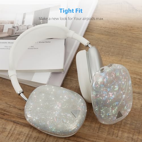 Case Cover for AirPods Max Headphone,Glitter Shell Pattern TPU Ear Cup Case,Silicone Ear Pad/Headband Protective Cover Accessories Compatible with Apple AirPods Max(2024/2020),Glitter Colourful Shell - color: Glitter Colourful Shell