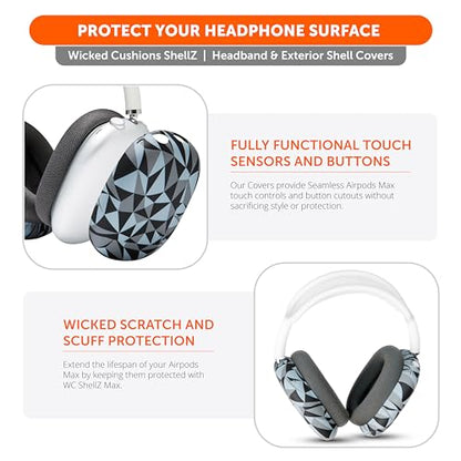 WC ShellZ Max - Protective Shell Covers for AirPods Max 1 & 2 | Made by Wicked Cushions | Made with Premium Silicone | Geo Grey - color: Geo Grey