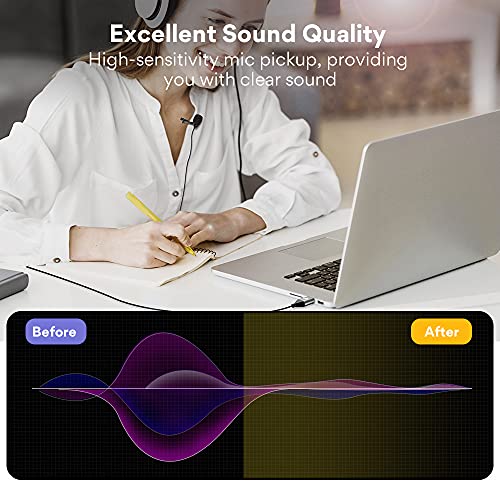 MAONO UL10 USB Lavalier Microphone, 192kHz/24bit for Interview and Vlogging | Omnidirectional, Plug & Play for PC, Computer, Mac, Laptop, Conference Calls, YouTube Video, Dictation, Meeting, Recording