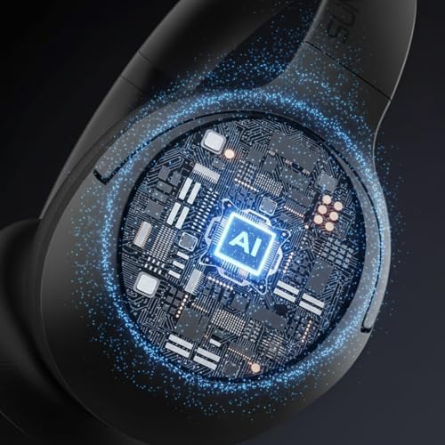 Hybrid Active Noise Cancelling Headphones, Wireless Over Ear Bluetooth Headphones with Mic, 60H Playtime, Hi-Res Audio, Deep Bass, Foldable Comfort Fit Ear Cups for Travel, Office, Home (Black) - color: Black