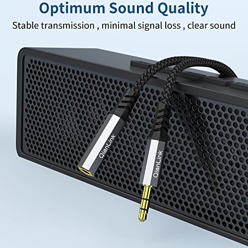 QianLink Headphone Extension Cable, (2-Pack, 6.6ft) 3.5mm Extension Audio Male to Female Aux Adapter Hi-Fi Sound Stereo Extender TRS Cord for Headset, iPhone, iPad, Smartphones, Tablets Media Players