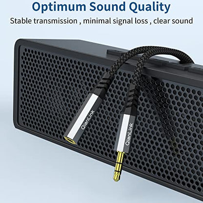 QianLink Headphone Extension Cable, (2-Pack, 6.6ft) 3.5mm Extension Audio Male to Female Aux Adapter Hi-Fi Sound Stereo Extender TRS Cord for Headset, iPhone, iPad, Smartphones, Tablets Media Players