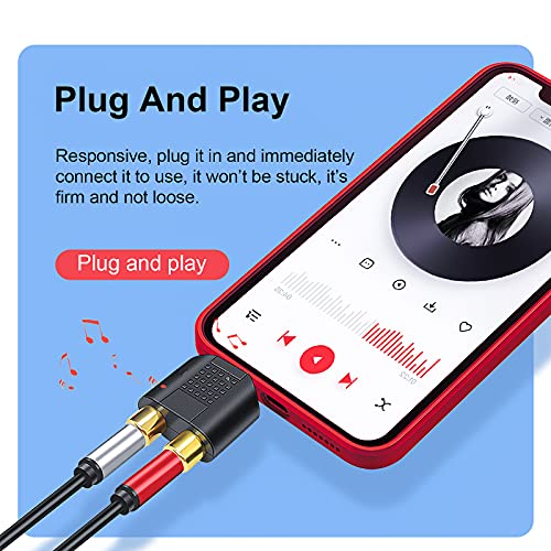 Oxsubor 3.5mm to RCA Splitter Adapter Gold Plated 3.5mm Male Stereo to 2 RCA Female Jack Y Plug Audio Converter (2 Pack)