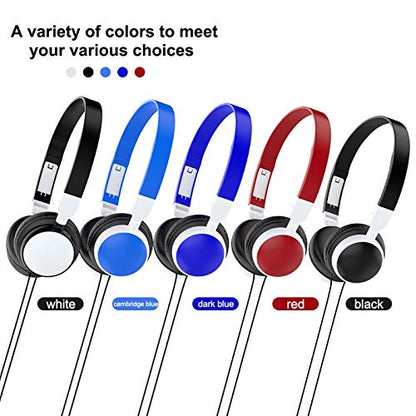 Foldable HiFi Audio Bass Wired Headset Gaming Headphone Over Ear Stereo Wired Headphones for 3.5mm Phone/Tablet Light Blue - color: Light Blue